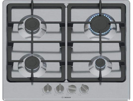 BOSCH - Plaque gaz PGP6B5K90, Série 4, Inox, Thermocouple