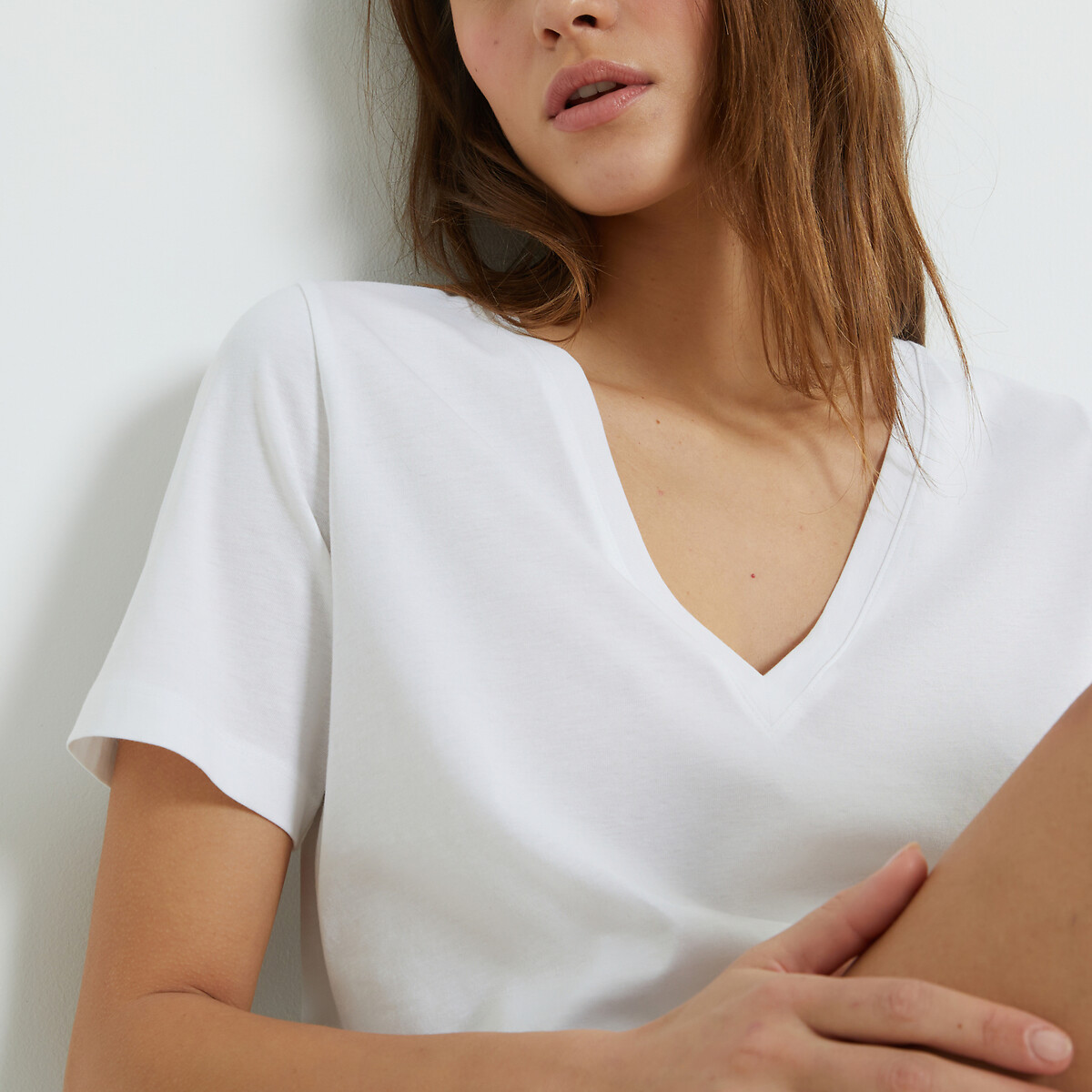 COLEÇÃO LA REDOUTE<br>Camiseta folgada com decote em V e mangas curtas