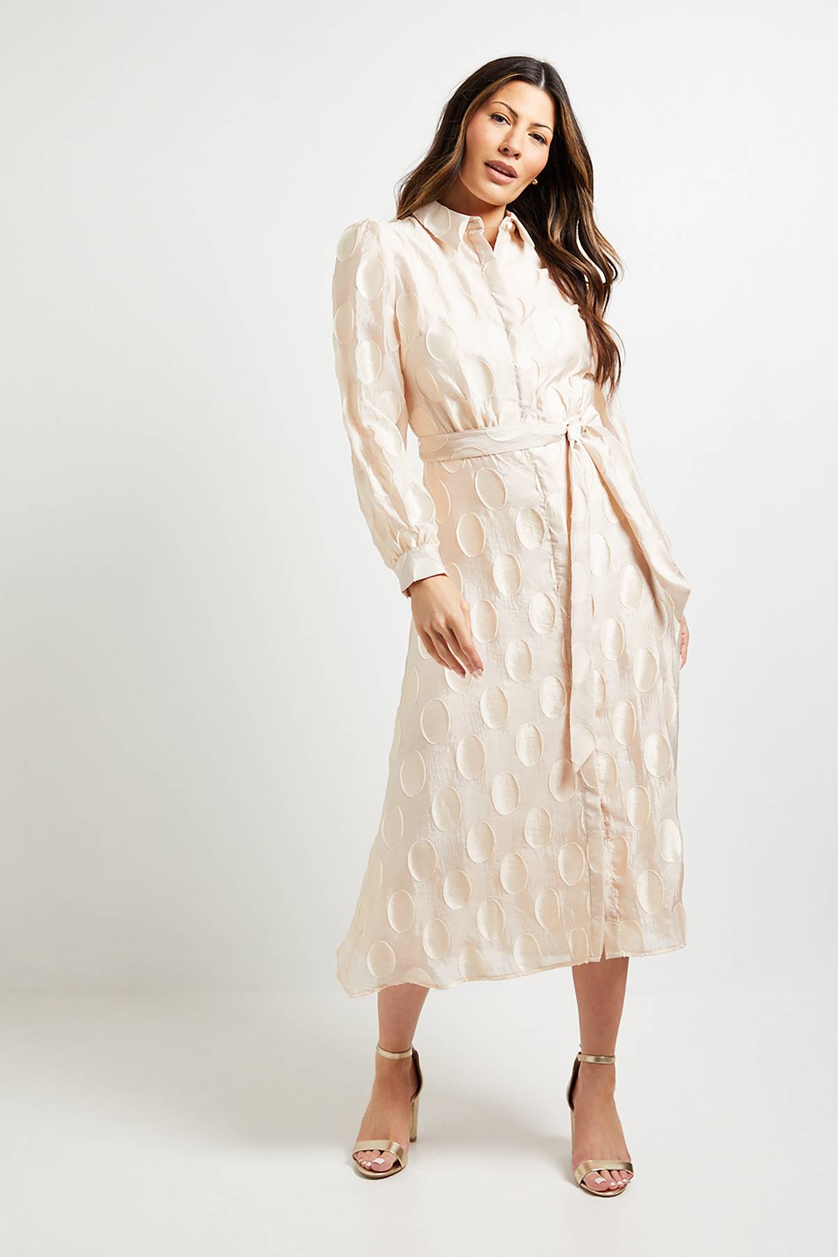 Wallis Robe Midi Chemise En Organza À Pois