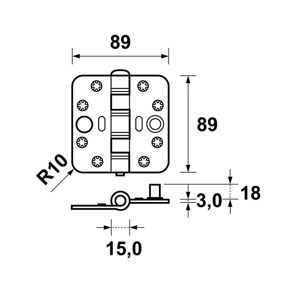 AXA Veiligheidsscharnier Smart Easyfix 89x89 rondhoek gegalvaniseerd VE=50 - 1687-09-23/7V