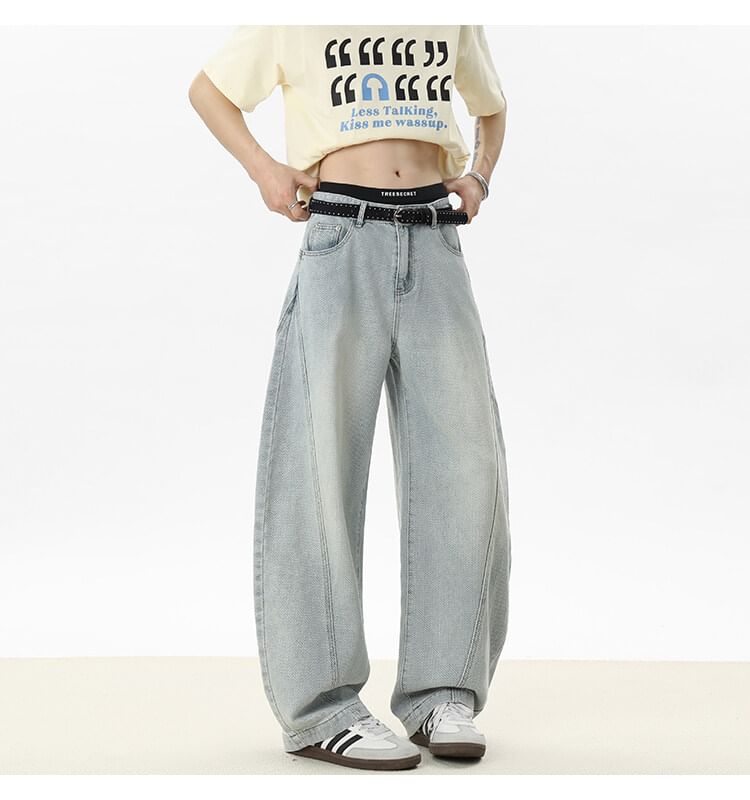 Priam - Mid Rise Washed Wide Leg Jeans