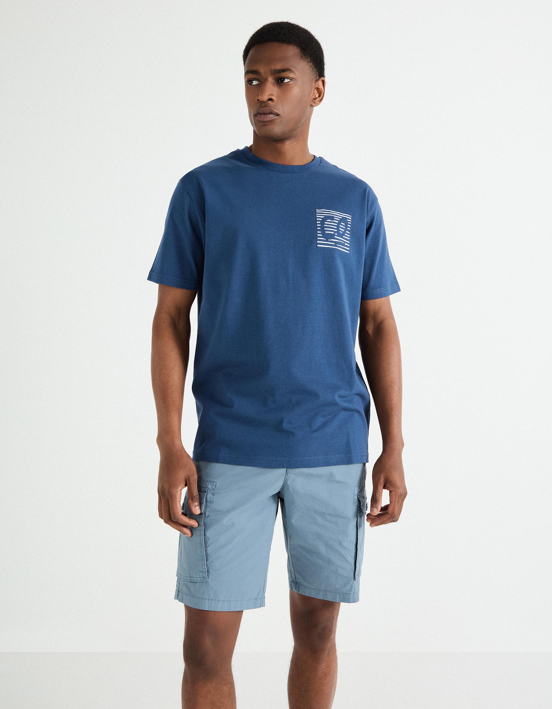 T-shirt Print, Homem, Azul Escuro