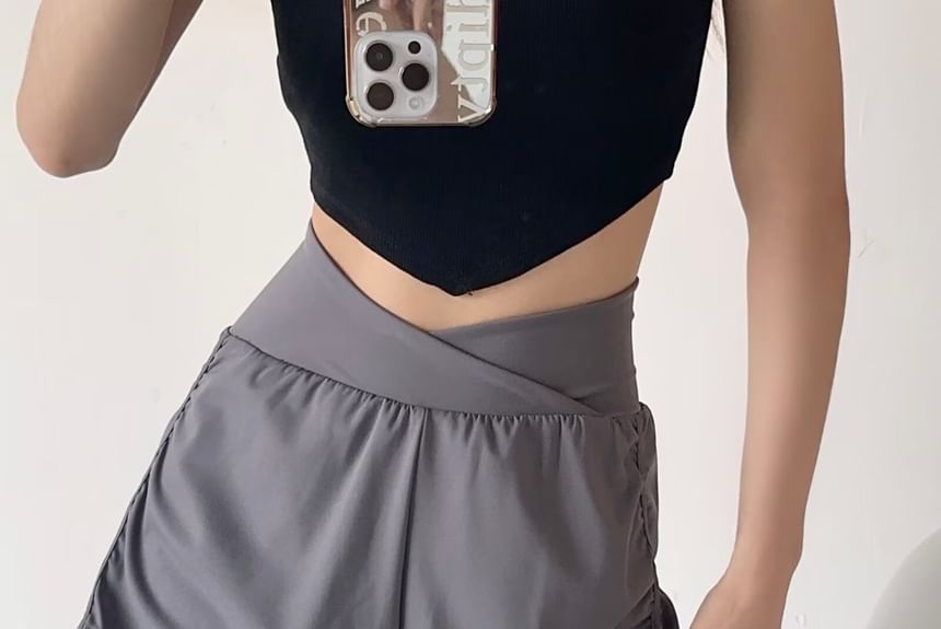 Osion - Hoge taille effen wijde joggingbroek
