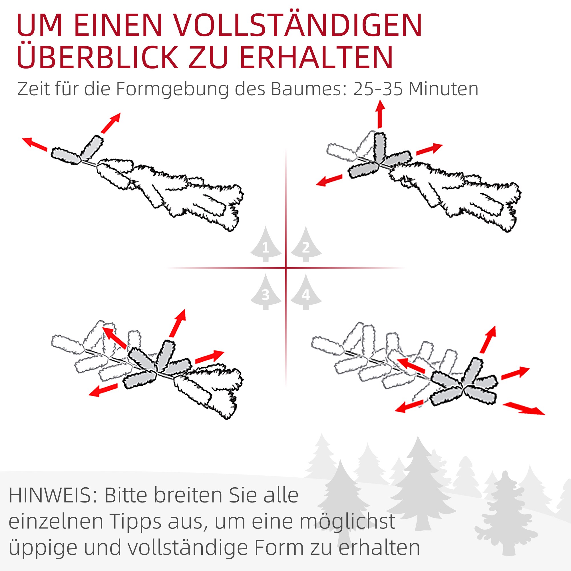 HOMCOM Künstlicher Weihnachtsbaum mit Kunstschnee und 523 Zweigen grün 74L x 74B x 180H cm