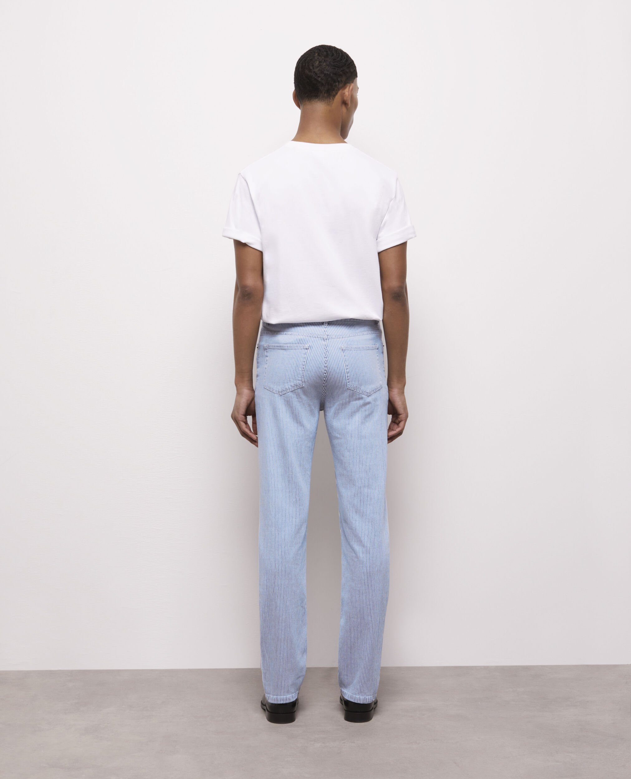 Jean droit à rayures bleu
