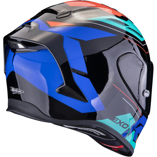 Scorpion - Casque Exo-R1 Evo Air Blaze Noir / Turquoise / Bleu / Rouge
