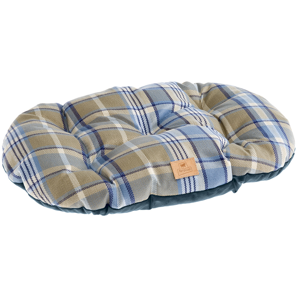 Coussin rembourré pour chiens et chats scott 78/8, double-face, écossais, velours doux, lavable, bleu