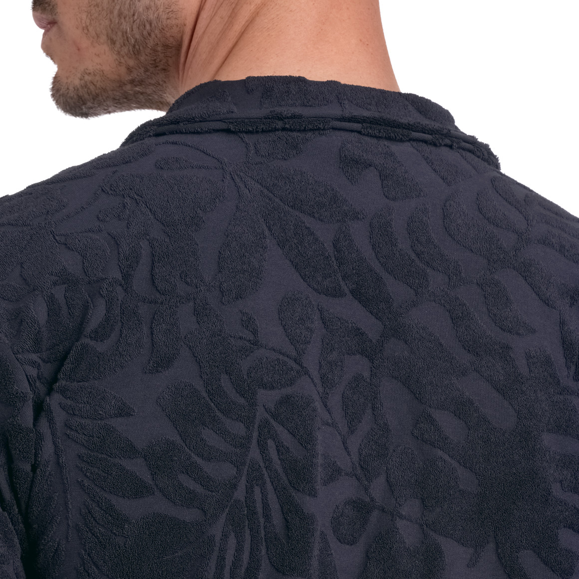 Herren Hemd mit Frottee-Muster dunkelblau