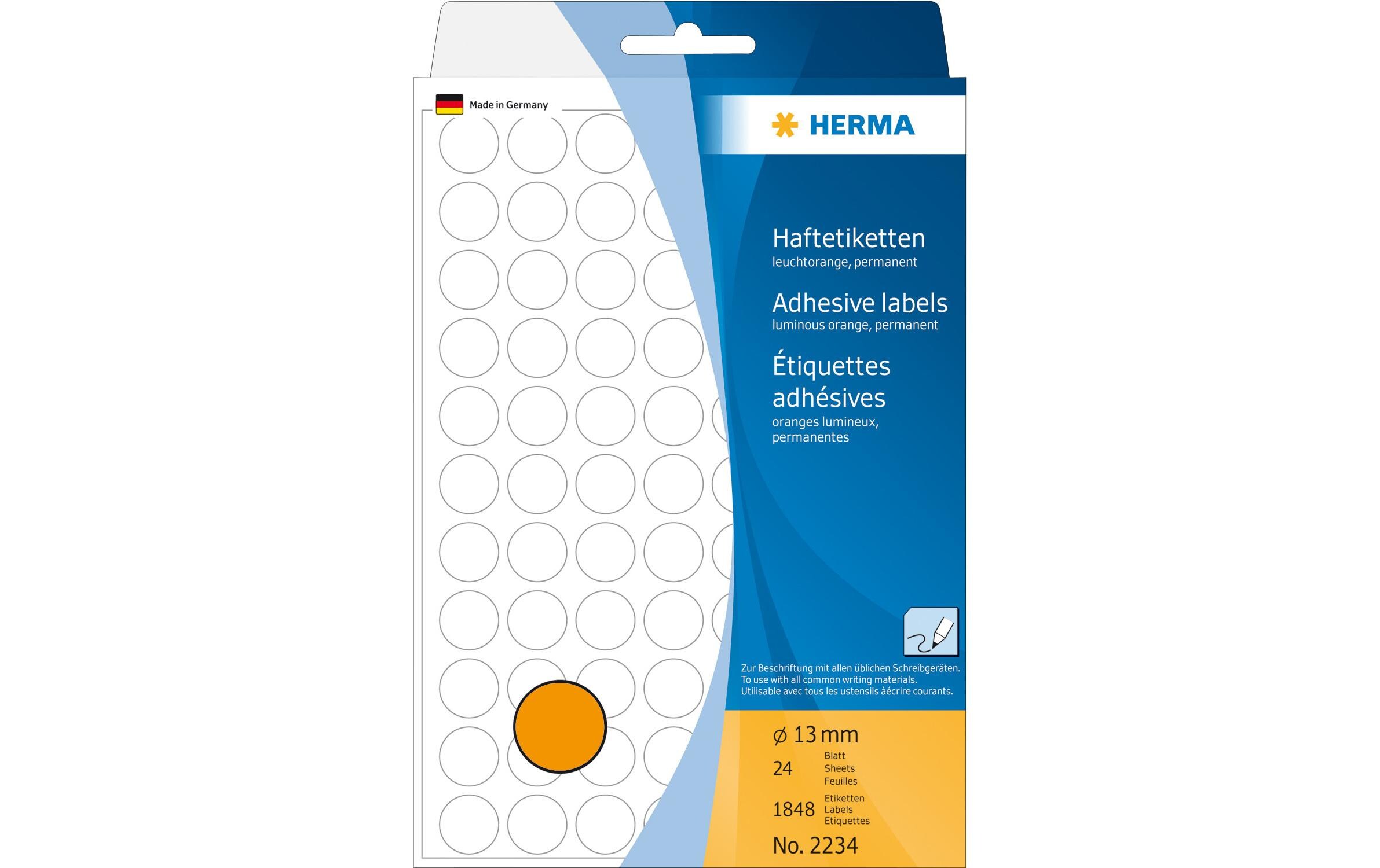 Vielzweck-Etiketten 2234 Ø 13 mm, 32 Blatt, OrangeUniversaletiketten für schnelle Notizen