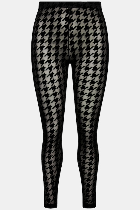 Strumpf-Leggings, Flockdruck, Hahnentritt