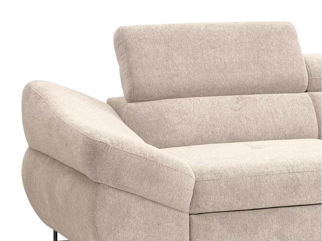 Canapé d'angle droit convertible en tissu texturé beige DALIAS