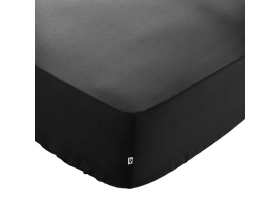 Drap housse 140 x 190 x 30 cm en coton noir - JULIETA