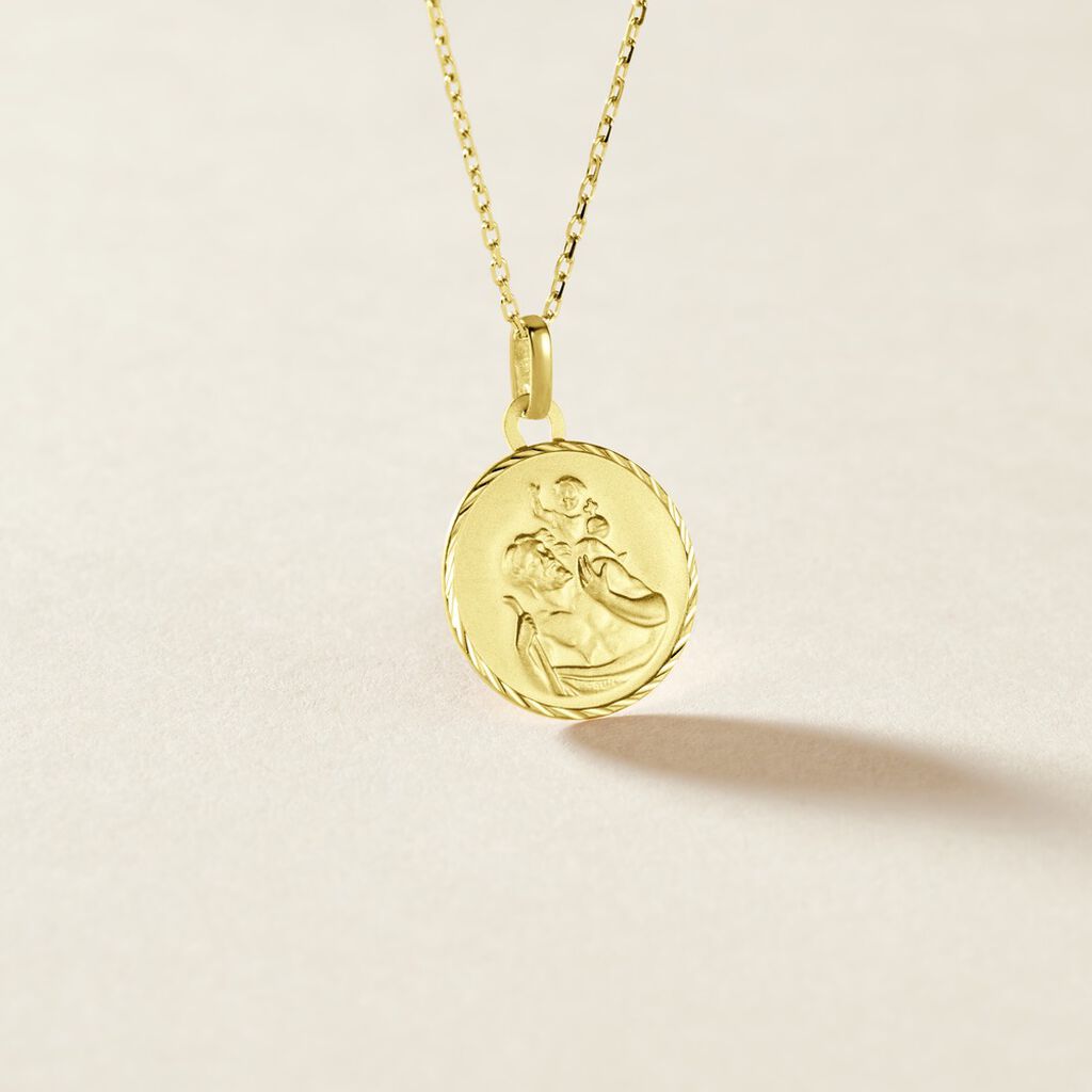 Pendentif Saint Christophe Diamante Or Jaune