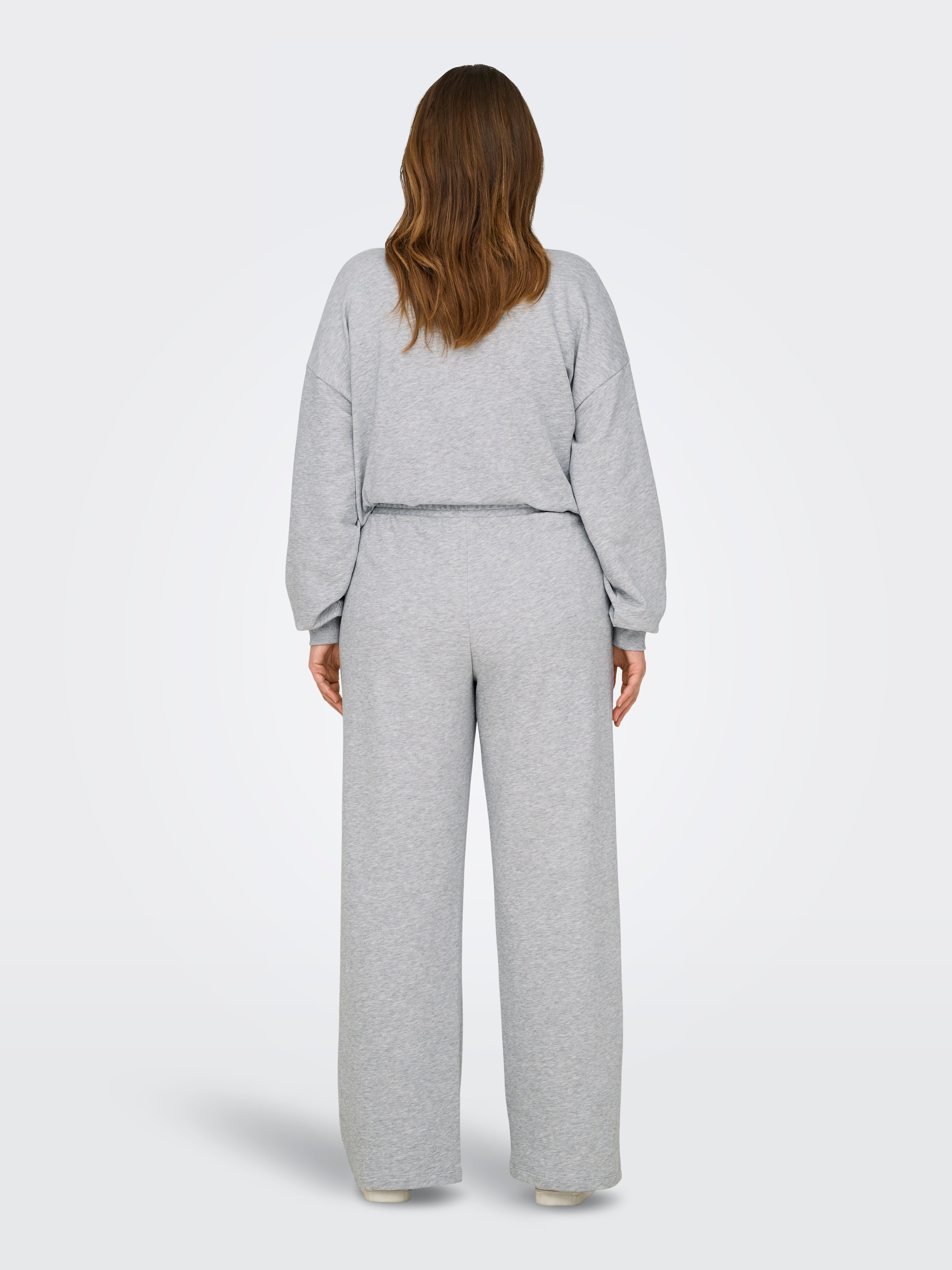 CARRONDA Mittlere Taille Normal geschnitten Hose mit weitem Beinschnitt Light Grey Melange