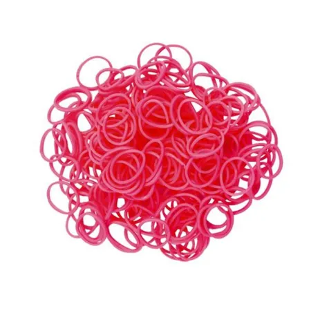 Idena Rainbow Loom / 300 Gummibänder + 12 Clips / Farbe: neon-pink