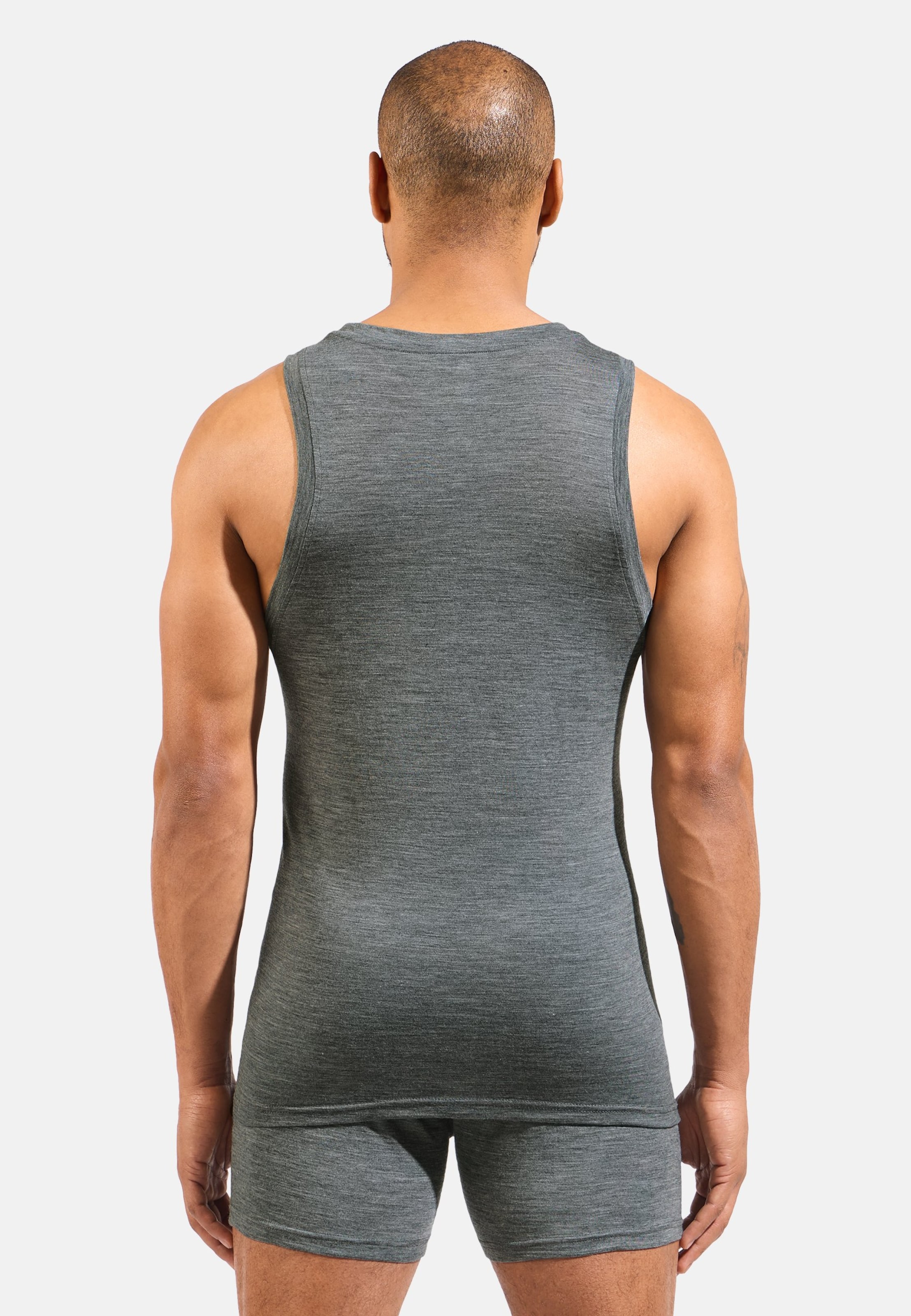 Natural Merino 160 Base Layer Singlet in odlo steel grey melange