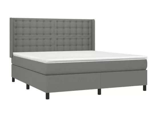 Sommier tapissier et matelas et LED Gris foncé 160x200 cm Tissu