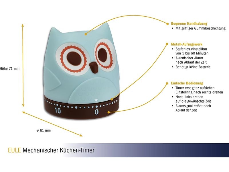 TFA Dostmann Küchentimer Eule Türkis Timer für die Küche in Eule Design