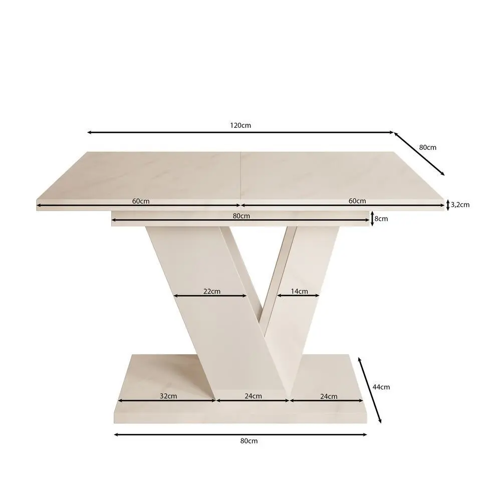 Meubella - Eetkamertafel Dayman - Zwart marmer - 160 cm - Uitschuifbaar