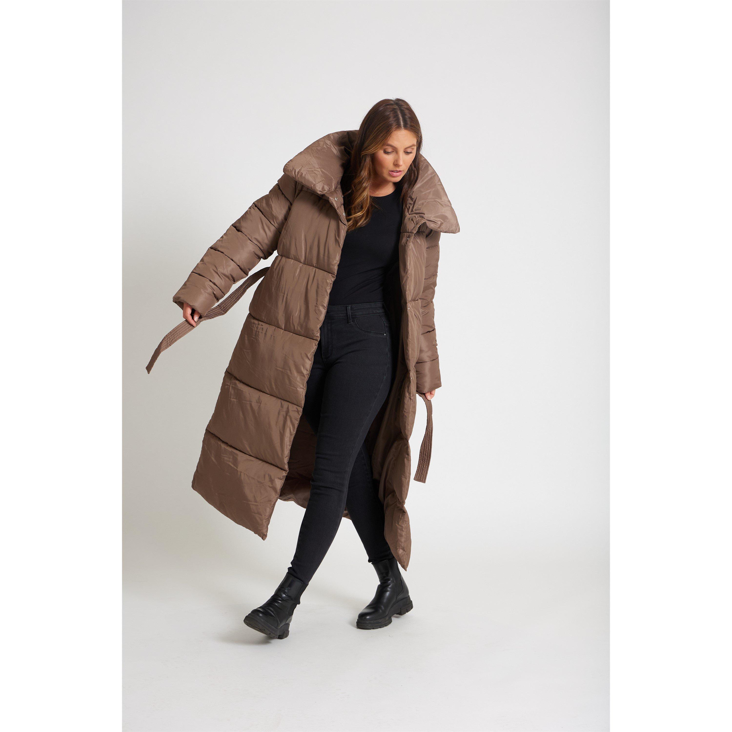 Be You Wrap Wrap Midi Tie Waist Padded Coat