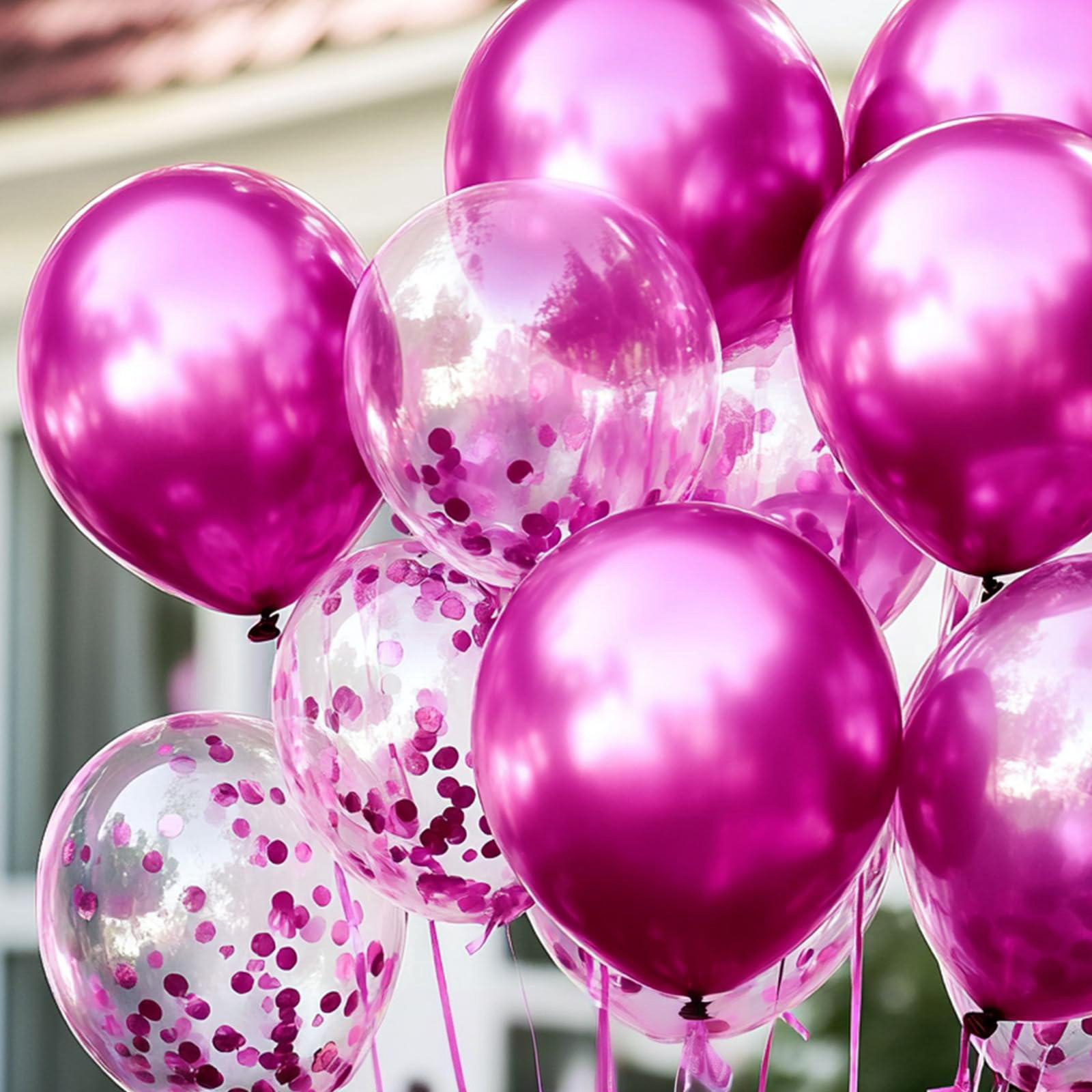 (10er Set) Ø30cm Party Deko Ballons Latex Luftballons mit Konfetti - Pink