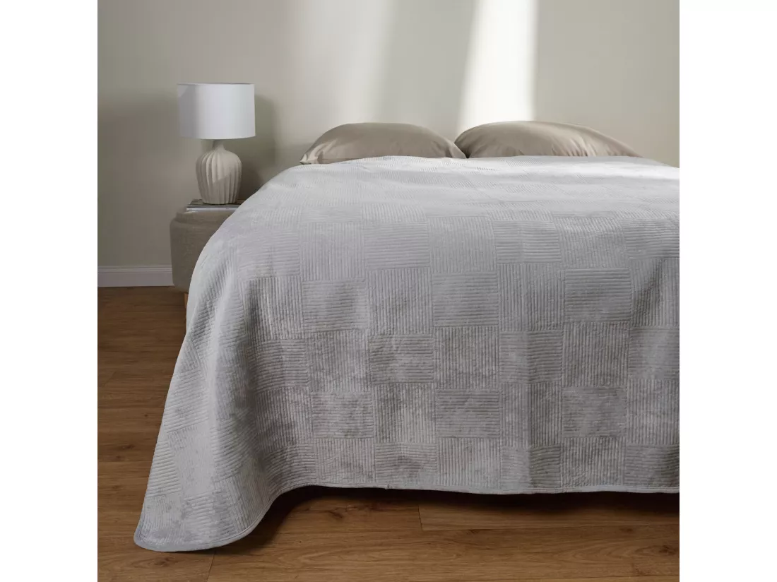 Jeté de lit Quadron Gris Polyester 200 x 220
