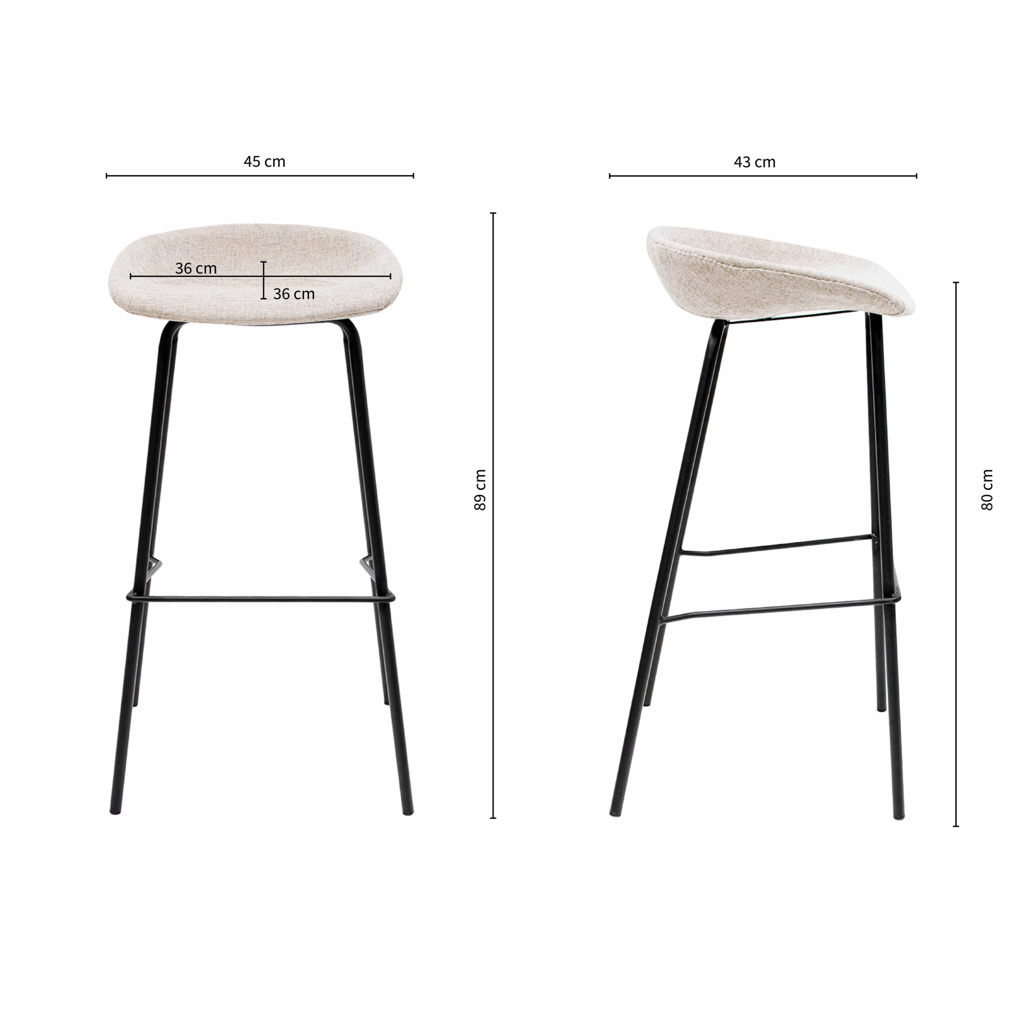 Kick barkruk Riga H80 cm champagne