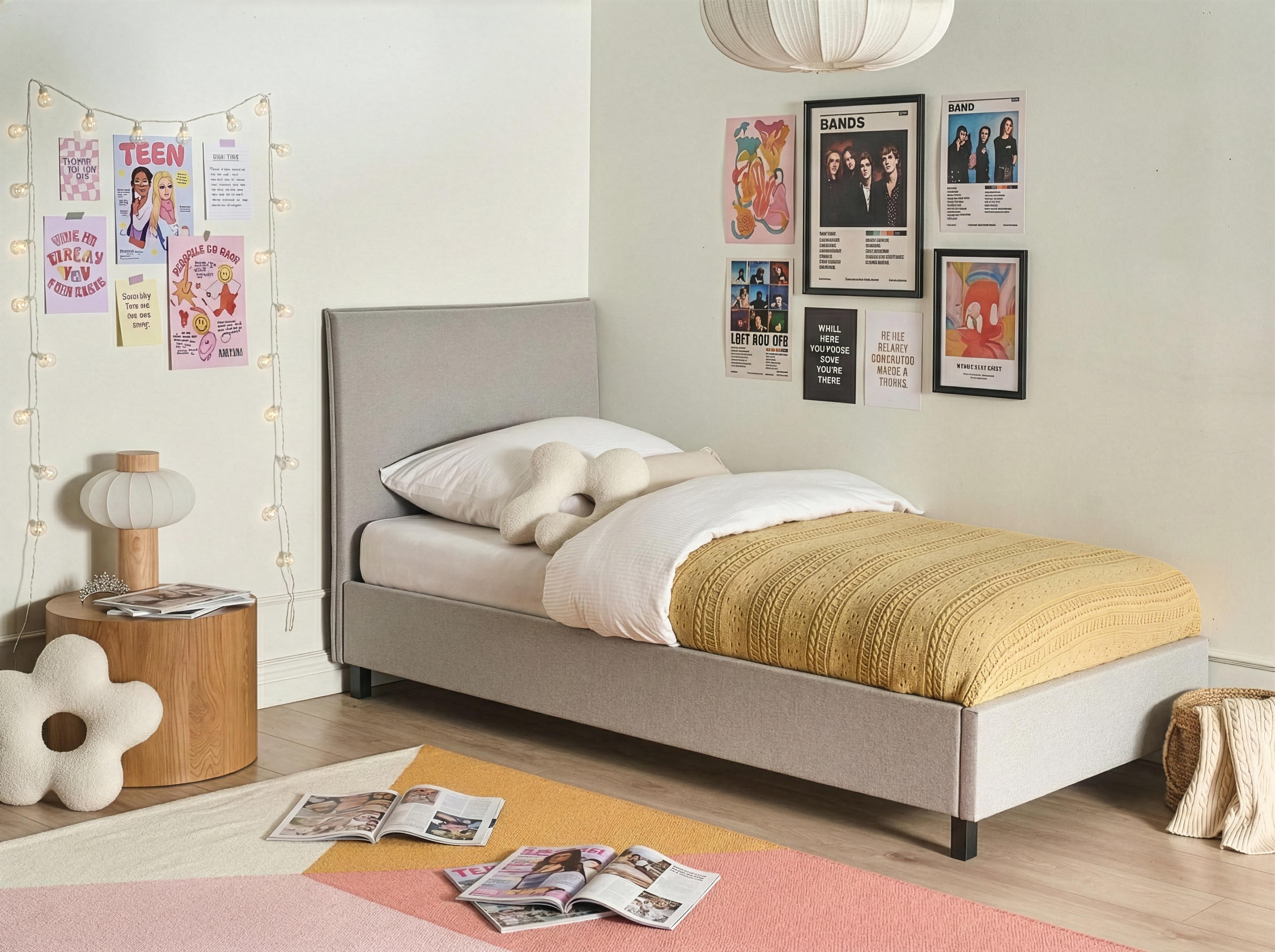 Bed Stof SENNEZ 90 x 200 cm Lichtgrijs