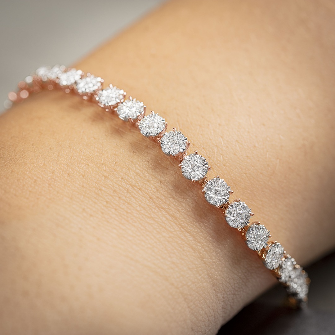 3.03 Karat Diamanten Tennisarmband 750/18 K Roségold