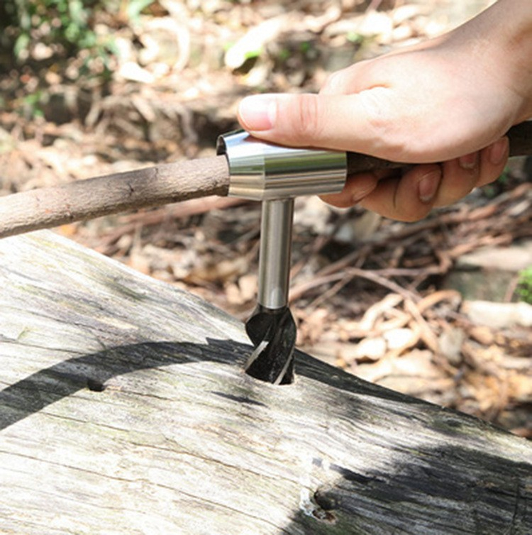 Outdoor Hand Holzbohrer Scotch Eye Schlangenbohrer Bushcraft Werkzeug inkl. Aufbewahrungstasche