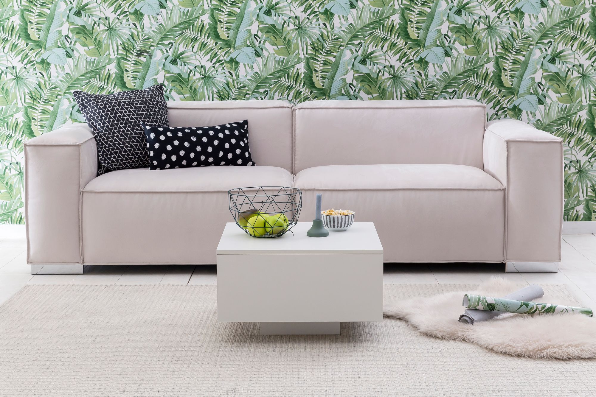 FineBuy Couchtisch Weiß 60 x 60 cm Wohnzimmertisch Beistelltisch Quadratisch