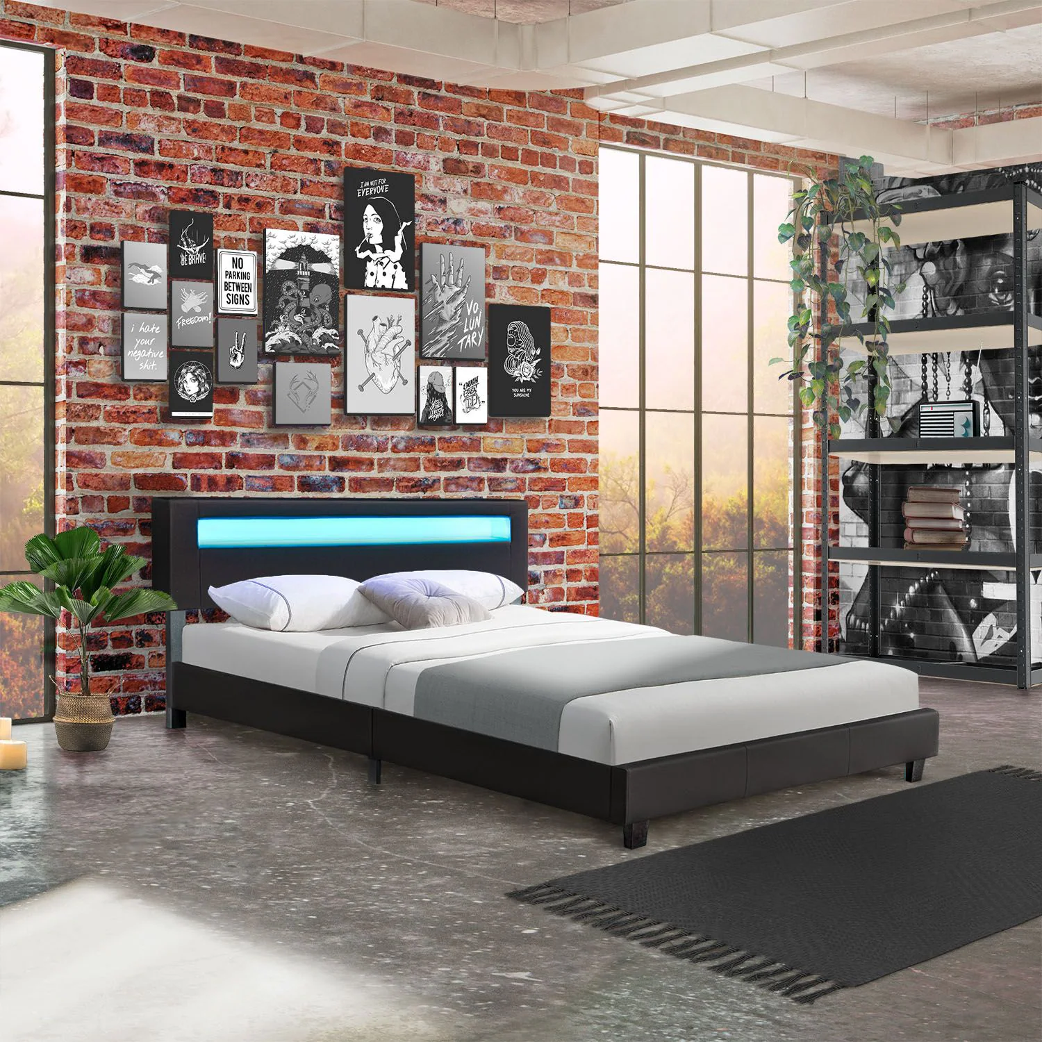 Juskys Polsterbett Paris 160 x 200 cm Einzelbett Doppelbett in schwarz mit Kaltschaummatratze