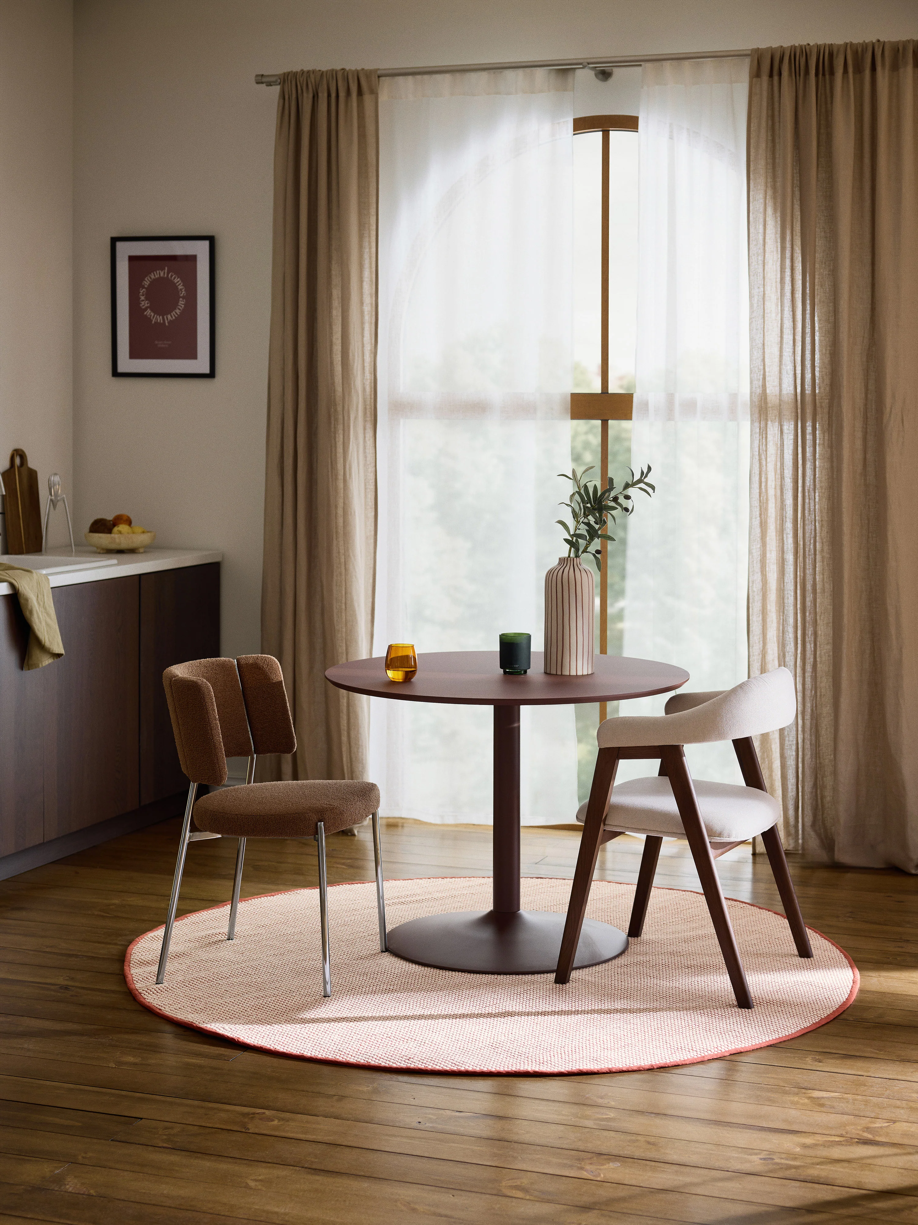 Rond wollen vloerkleed Amaro, handgeweven