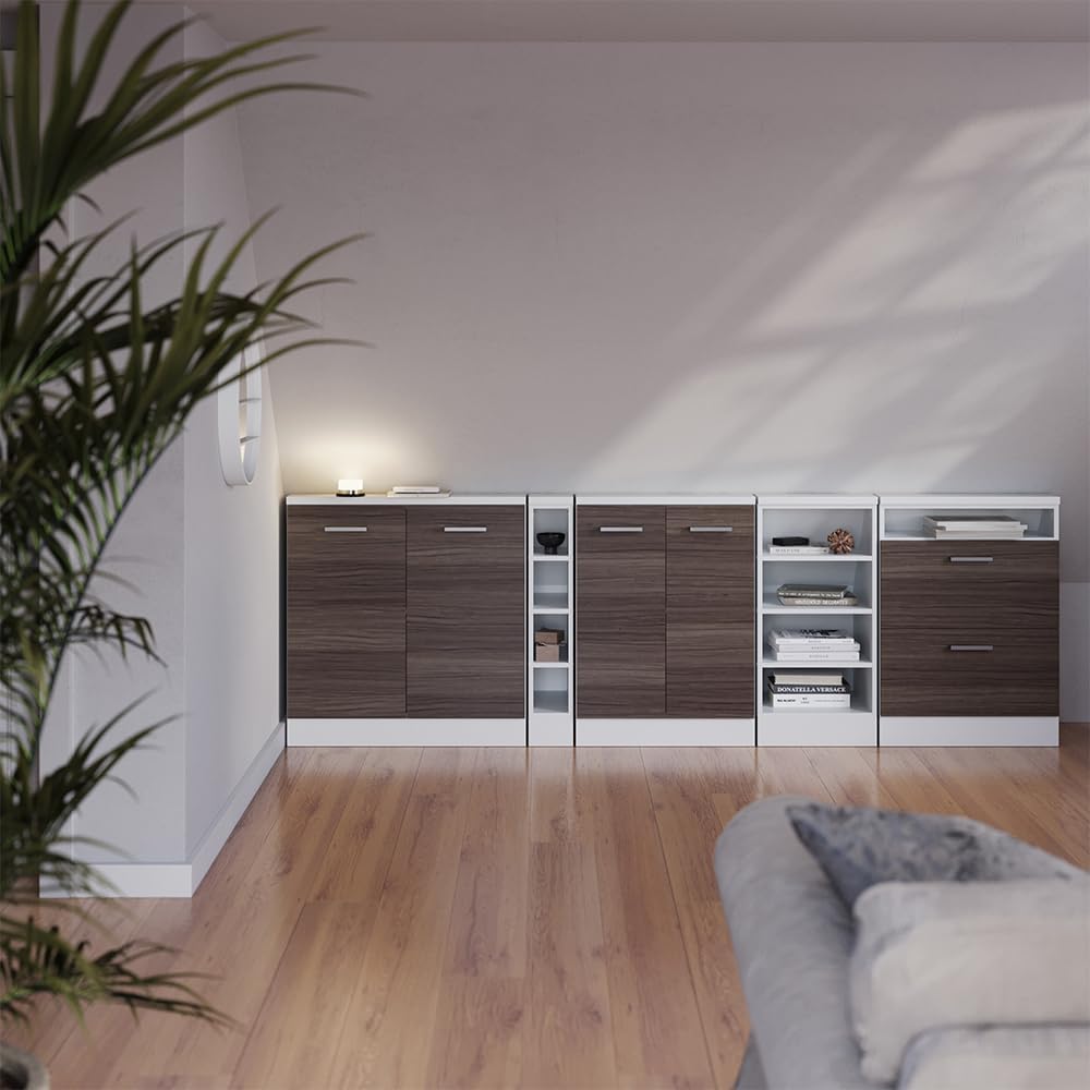 Vicco Dachschrägenschrank-Set Rion, Edelgrau/Weiß, 5er Set