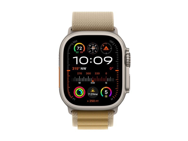 Apple Watch Ultra 2 Natural Titanium Alpine Loop Tan Large Die robusteste und leistungsfähigste Apple Watch.