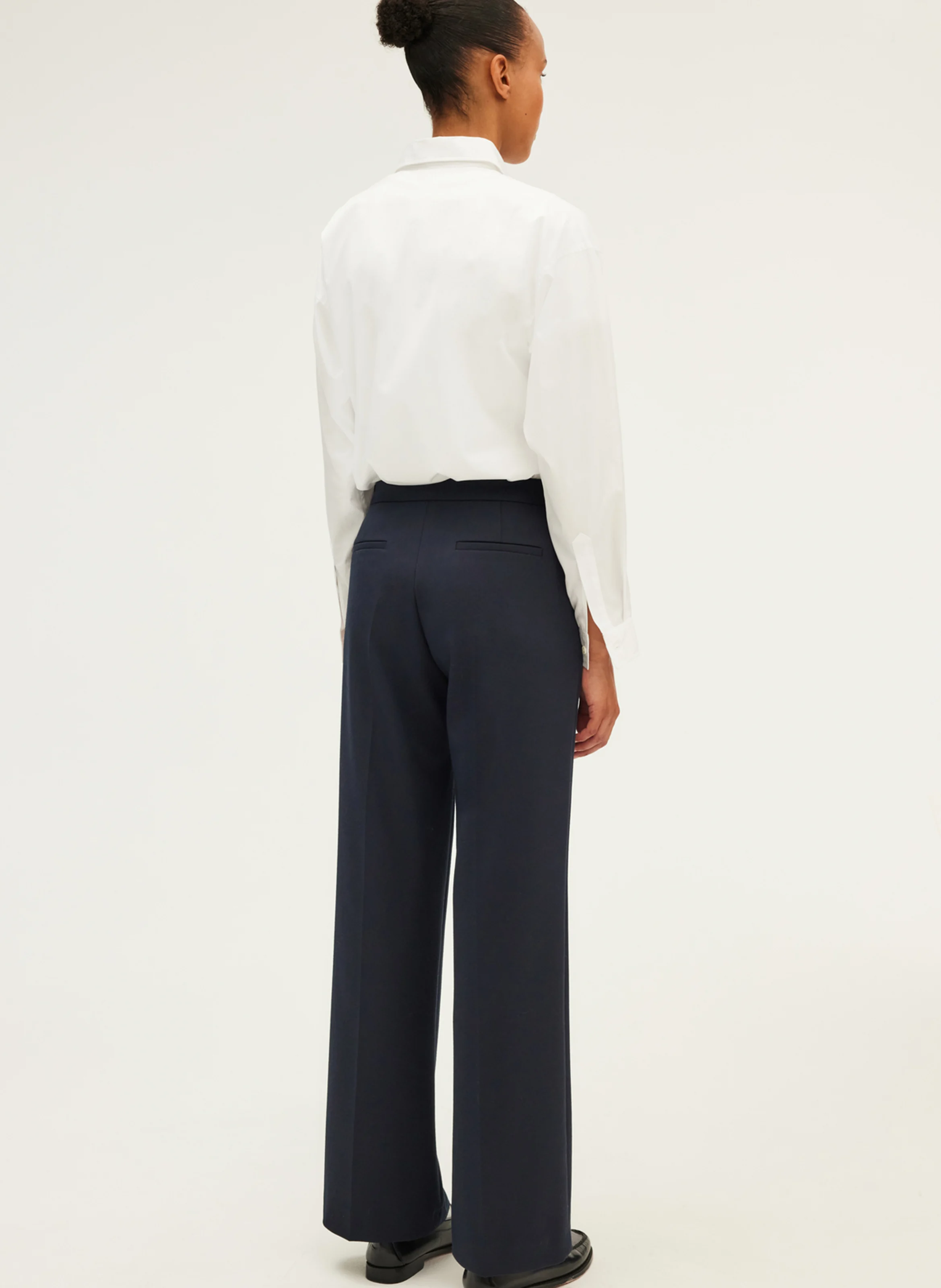 NELCIE - Pantalon large à pont et boutons | Bleu