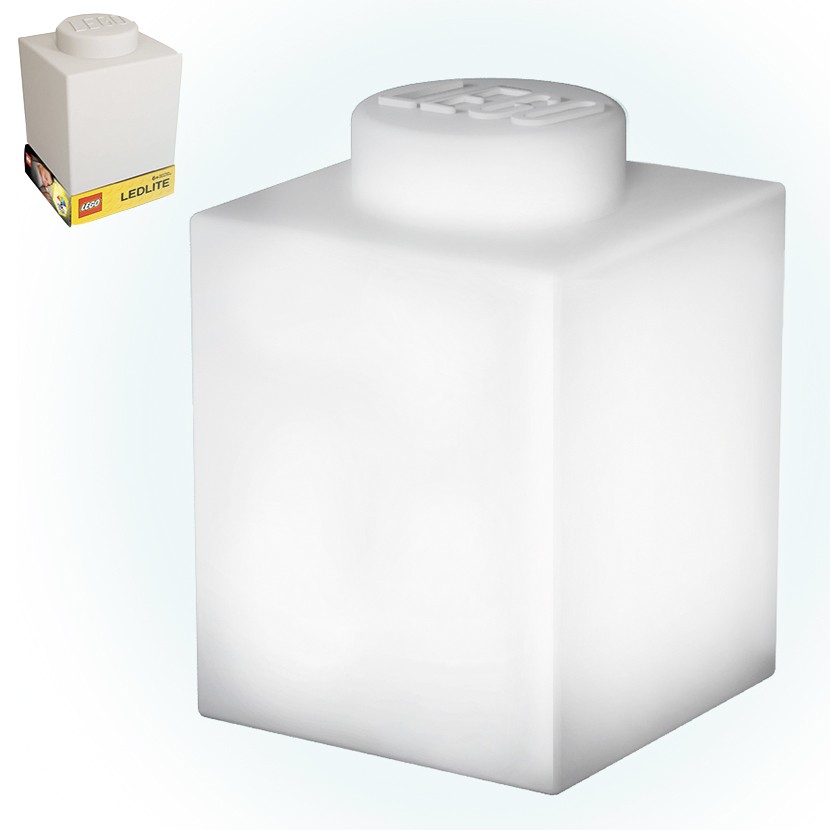 LEGO - Natlampe m/LED - Silicone Brick - Hvid