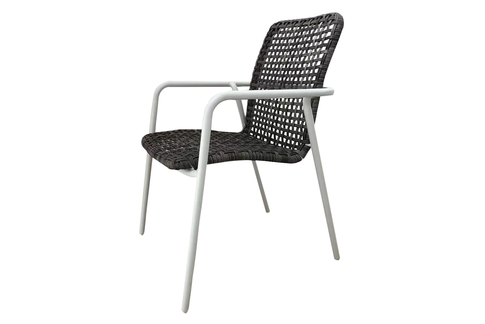 Verona hagespisestol Sortfarget kunstrotting med spill med hvitlakkert ramme i aluminium