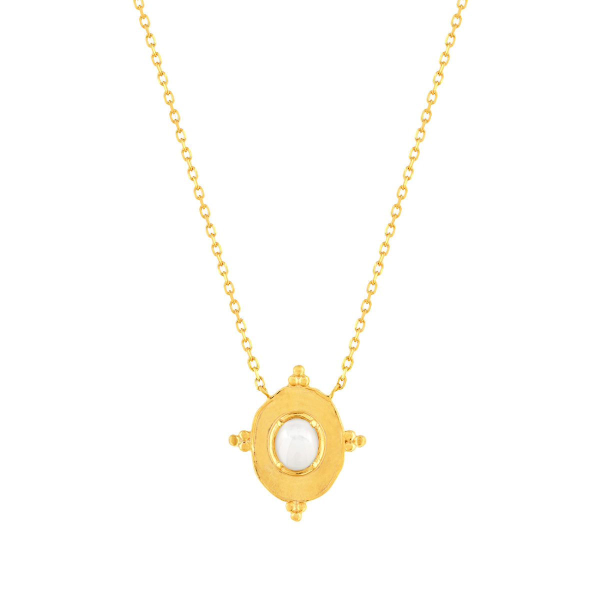 Collier plaqué or pierre de lune 45 cm