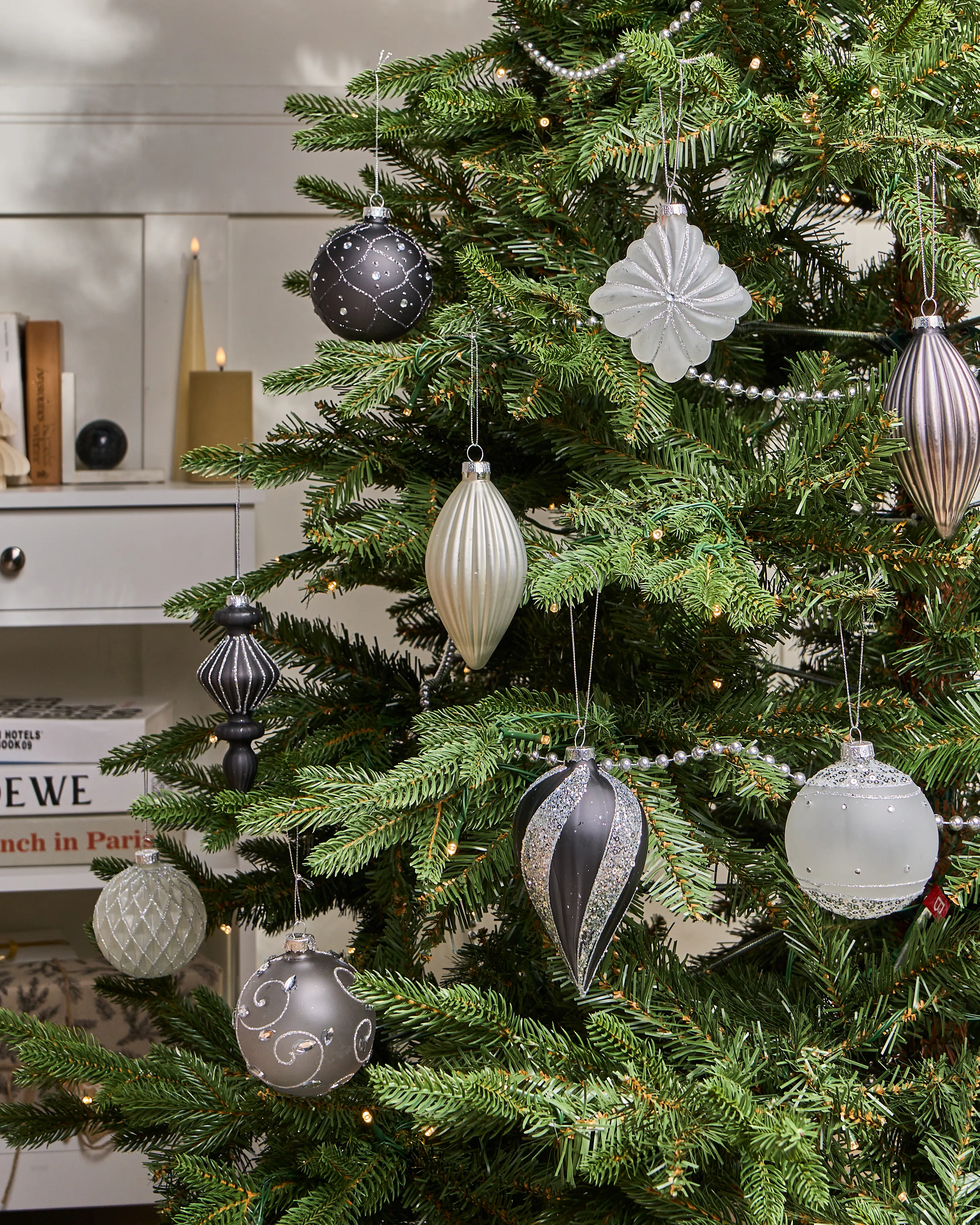 Set van 35 kerstballen FROSTFALL Glas Grijs