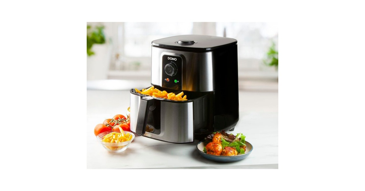 DomoDeli-fryer DO536FR  heteluchtfriteuse  (Inox/zwart, 5.5 Liter)