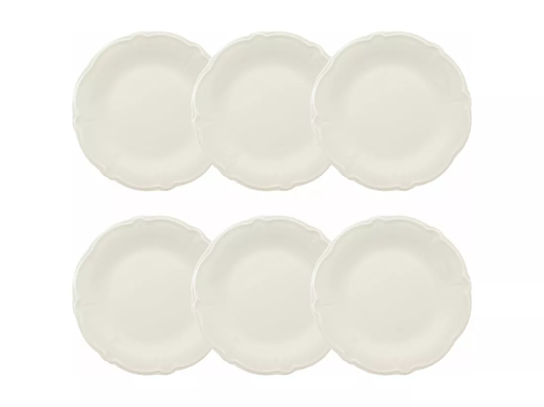 Novastyl - Lot 6 Assiettes Plates Charlotte 26cm En Gres Blanc