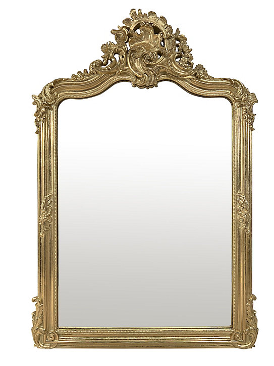 Miroir rectangulaire style vintage effet brillant doré L.46 x H.72 x ep.10 cm