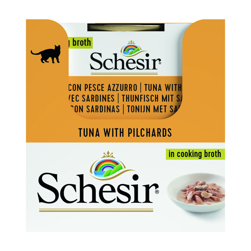 Schesir - Kattenvoer in bouillon - 70 Gram - tonijn en vis