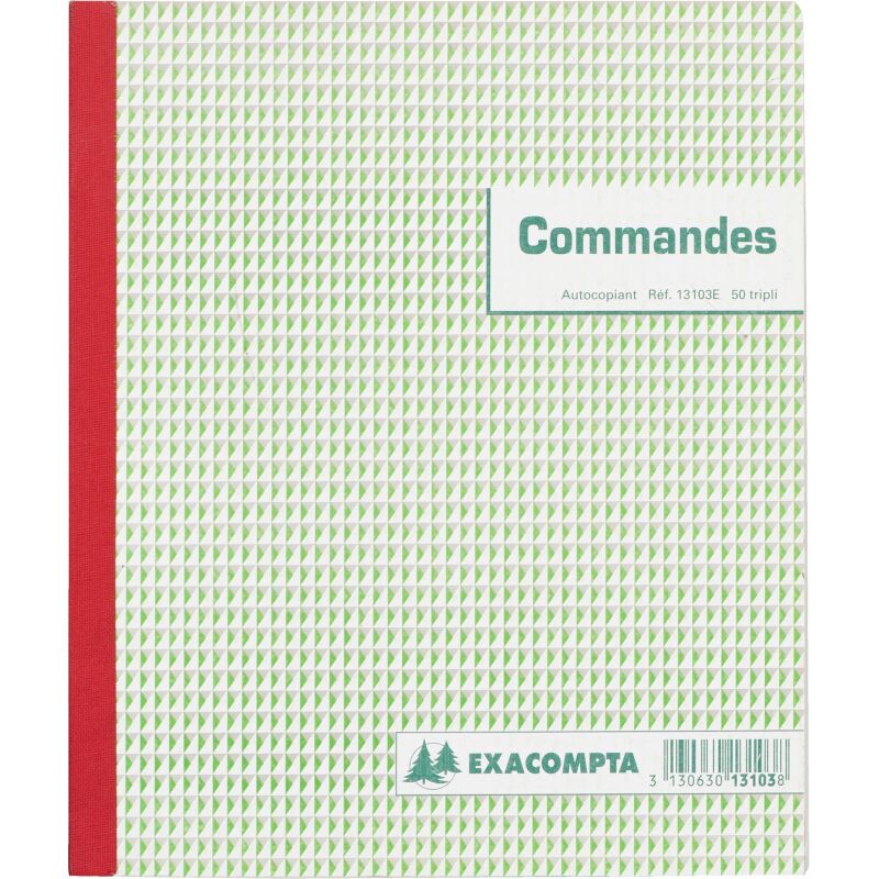 Cahier de commande Manifold Exacompta autocopiant 21 x 18 cm 50 pages triple exemplaires