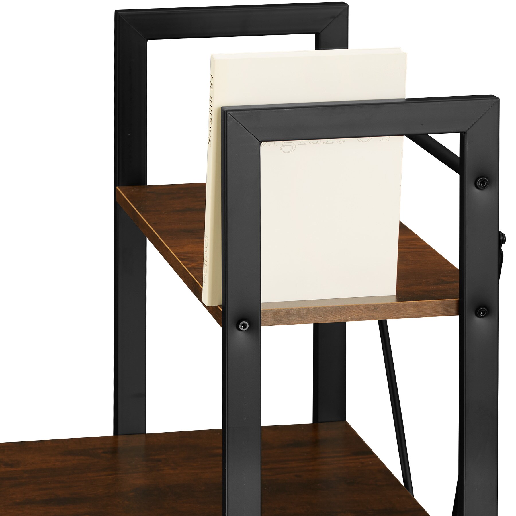 tectake® Computer-Schreibtisch, Industrial Style, integriertes Regal mit 3 Ablagefächern, 122 x 61 x 120 cm