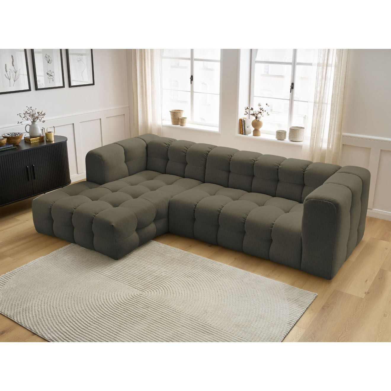 Bobochic Canapé d'angle gauche cloud vert - 288x184x75 cm