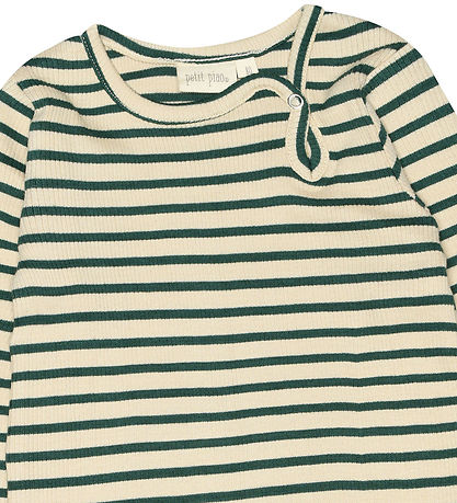 Petit Piao Body l/æ - Rib - Modal - Emerald Green/Dark Off White