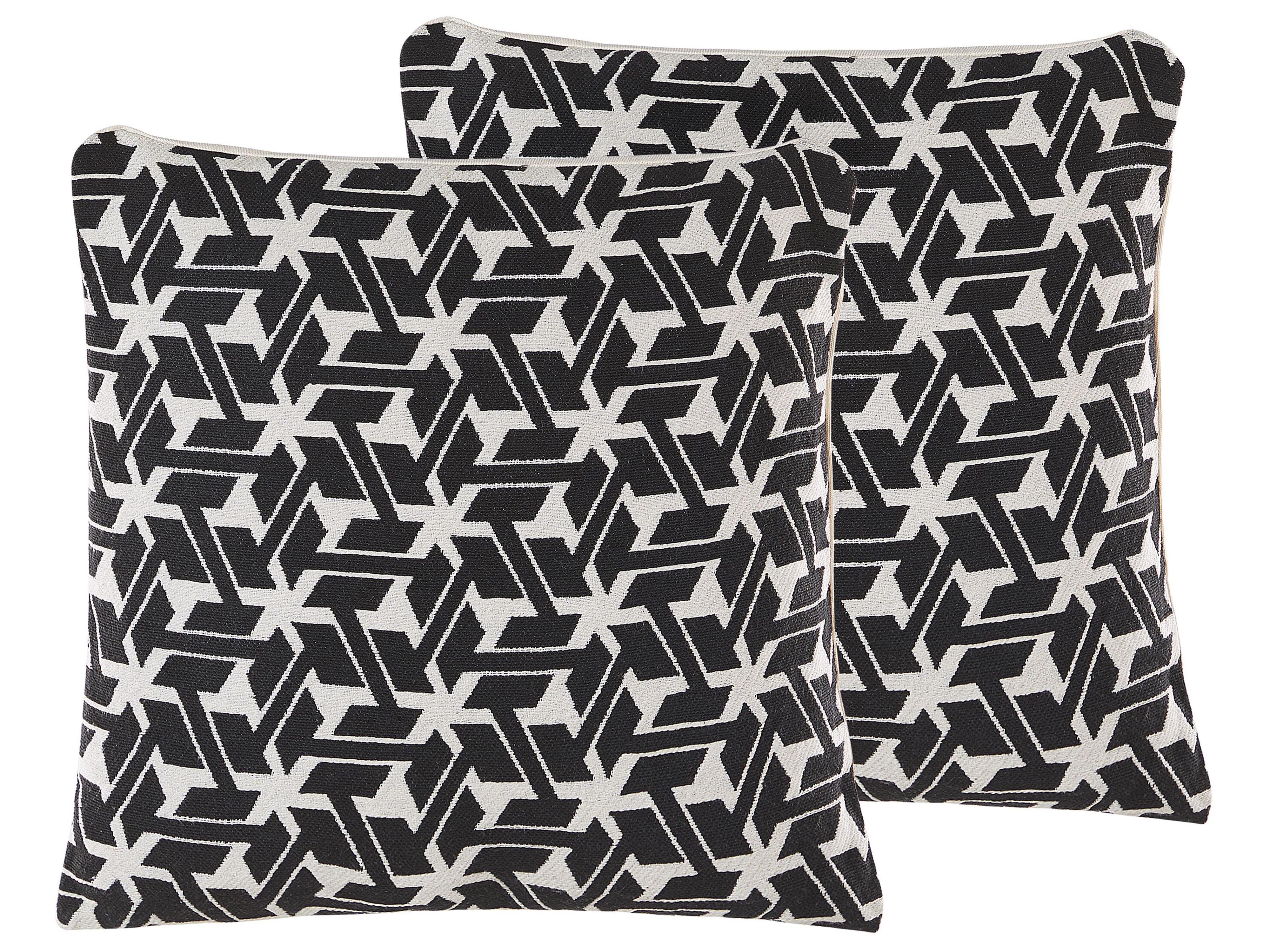 Set van 2 sierkussens ANDIRIN Katoen 45 x 45 cm Zwart geometrisch patroon