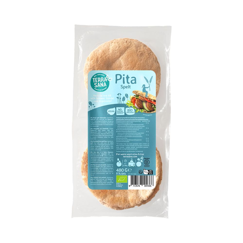 TerraSana Pitabroodjes Spelt (480 gr)